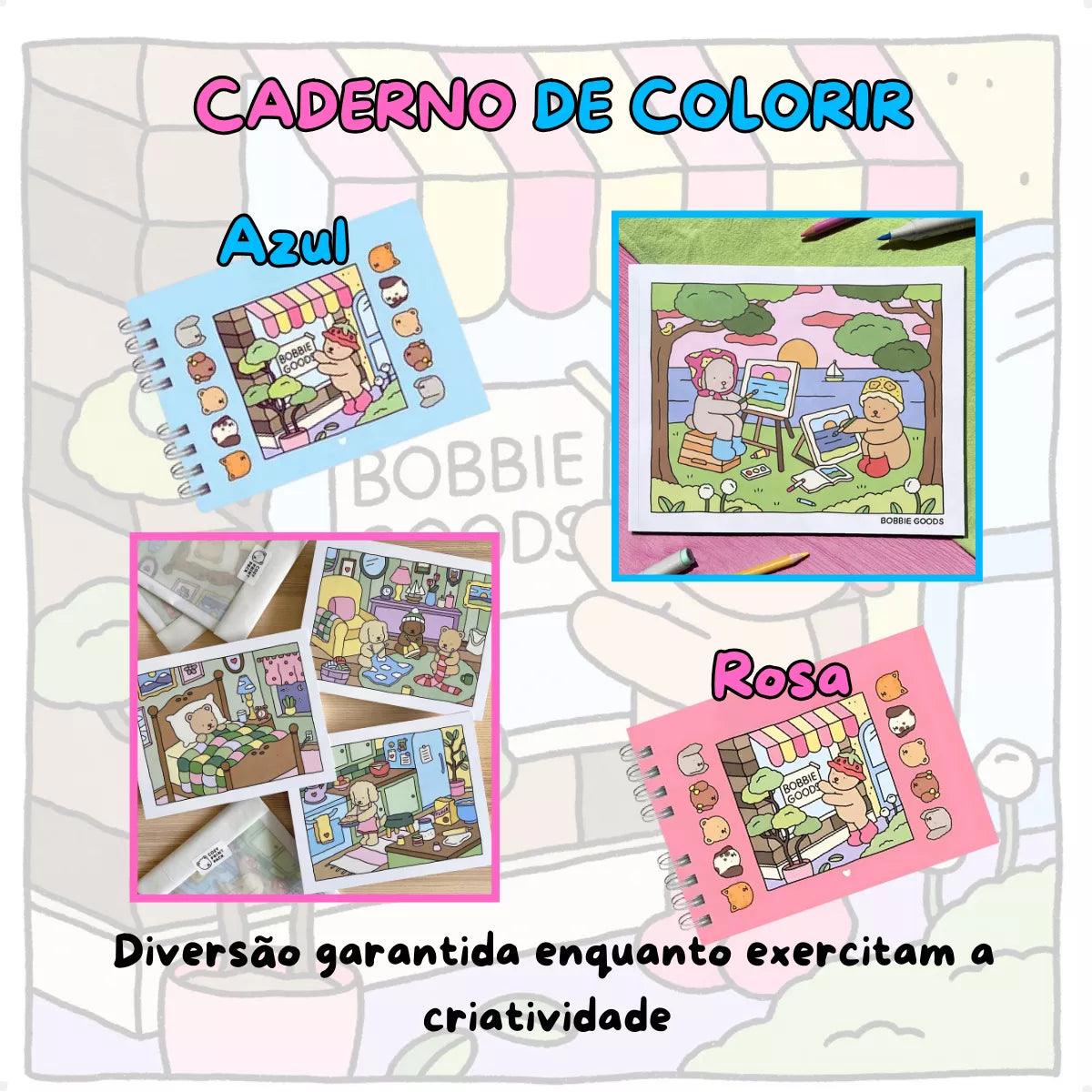 2x Livros de Colorir Bobbie Goods Capa Dura + 80 Canetinhas Touch