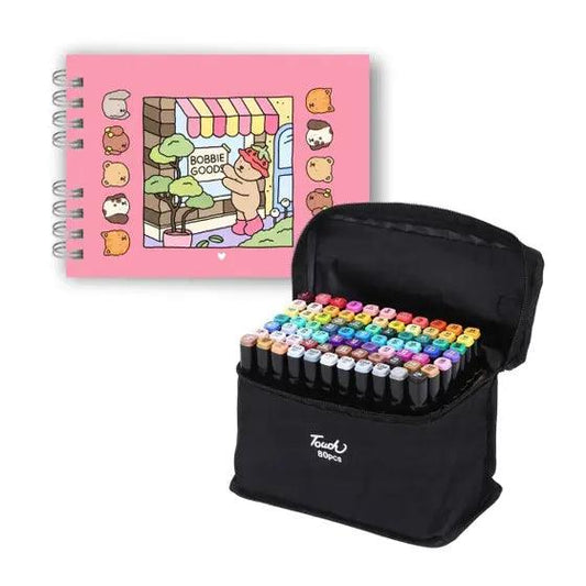 Livro de Colorir Bobbie Goods Capa Dura + 80 Canetinhas Touch