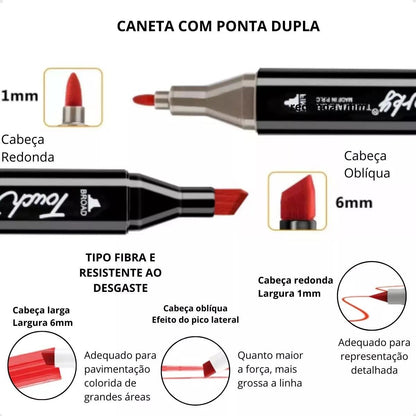 2x Livros de Colorir Bobbie Goods Capa Dura + 120 Canetinhas Touch