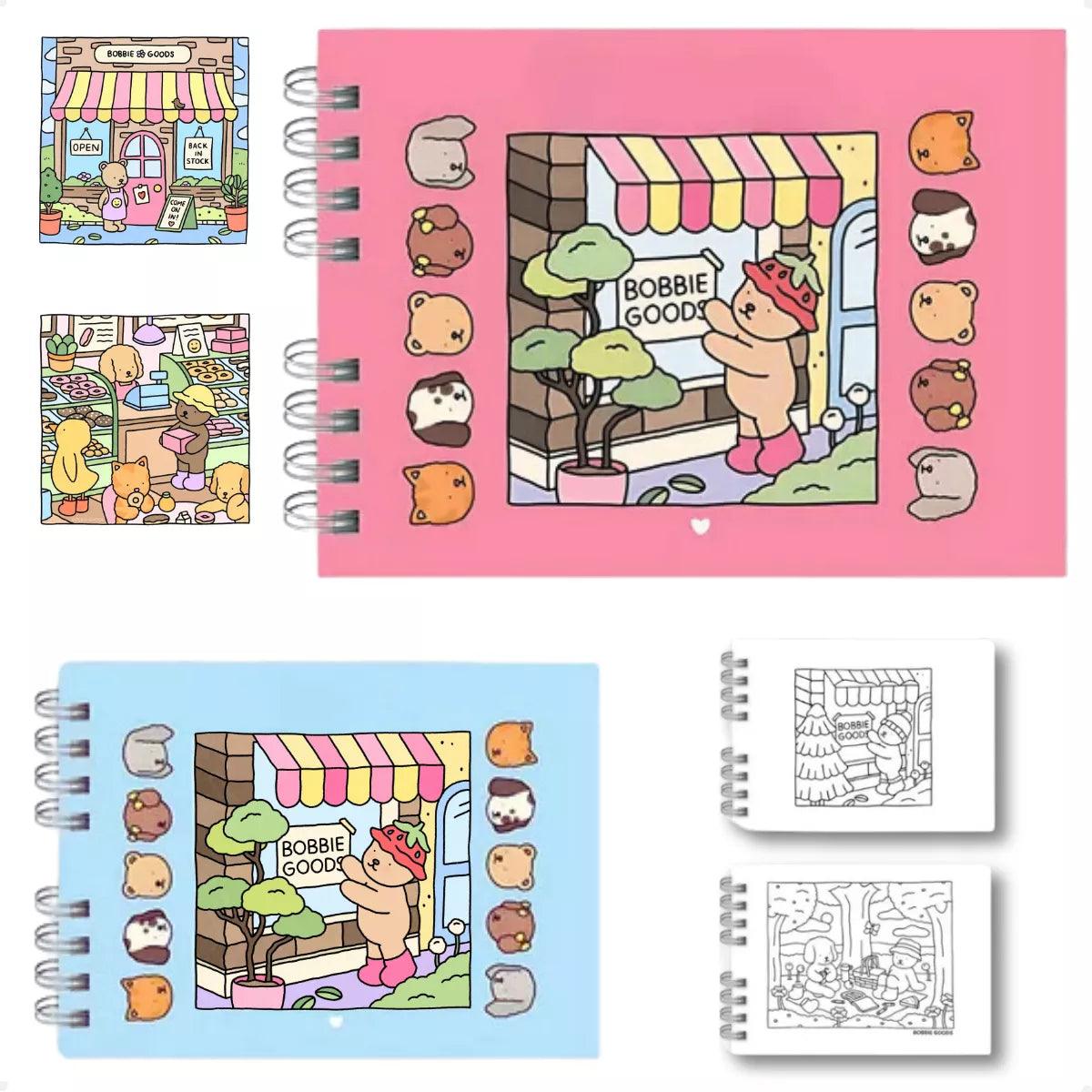 2x Livros de Colorir Bobbie Goods Capa Dura + 120 Canetinhas Touch