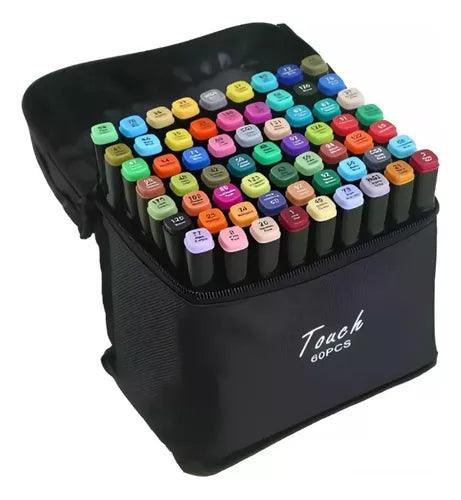 Conjunto Canetinhas Touch Ponta Dupla 60 Cores